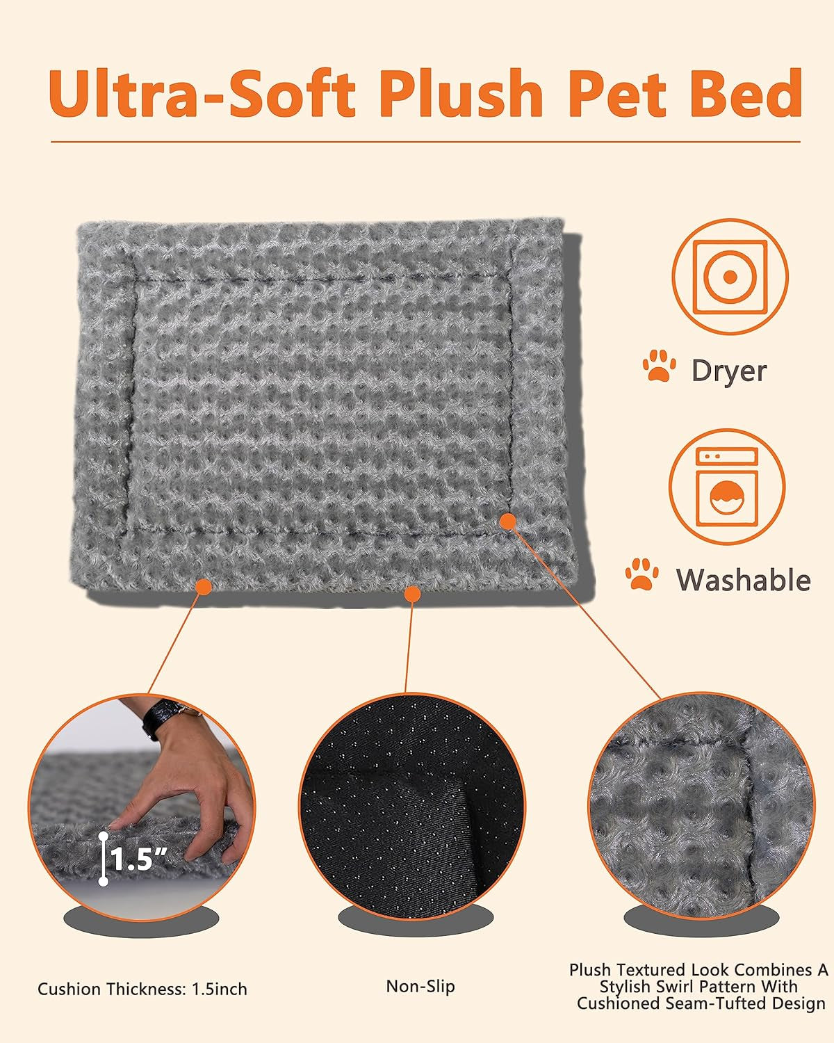 Dog Crate Furniture,Wooden Dog Crate End Table with Storage Drawer&Cushion&Tray, QC3.0 Wireless Charging,Dual Usb,Small Dogs Marble White