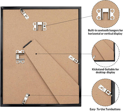 8X10 Picture Frame for Wall Display, 8X10 Black Picture Frame with HD Plexiglas, 8 X 10 Poster Frame 1 Pack, Display Frame for Vertical or Horizontal, Classic Collection