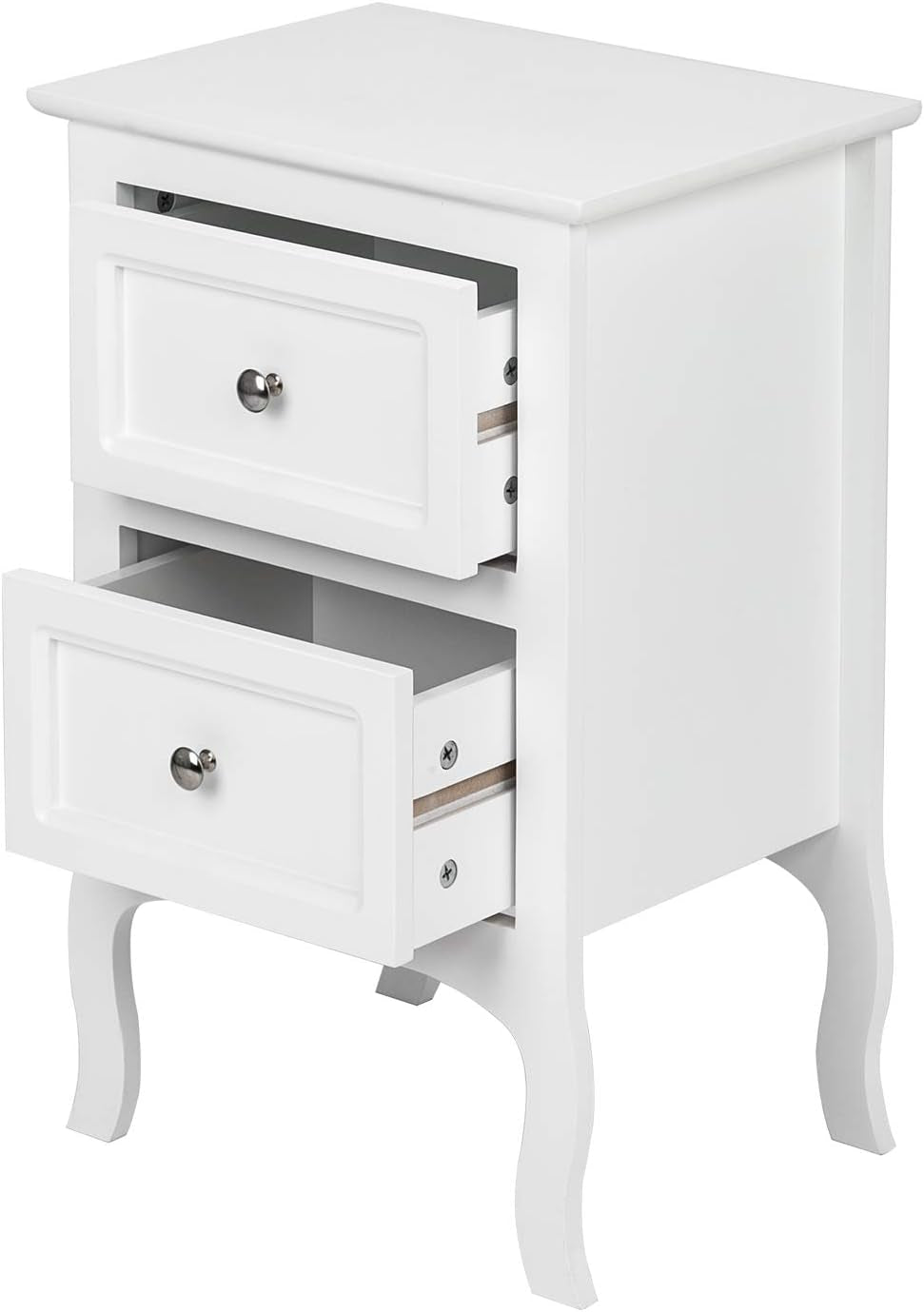 White Nightstand Set of 2, Nightstands with 2 Drawers, Bed Side Table/Night Stand, Small Nightstand for Bedroom, Small Spaces, College Dorm, Kids’ Room, Living Room, Wood, 16W X 12D X 24H