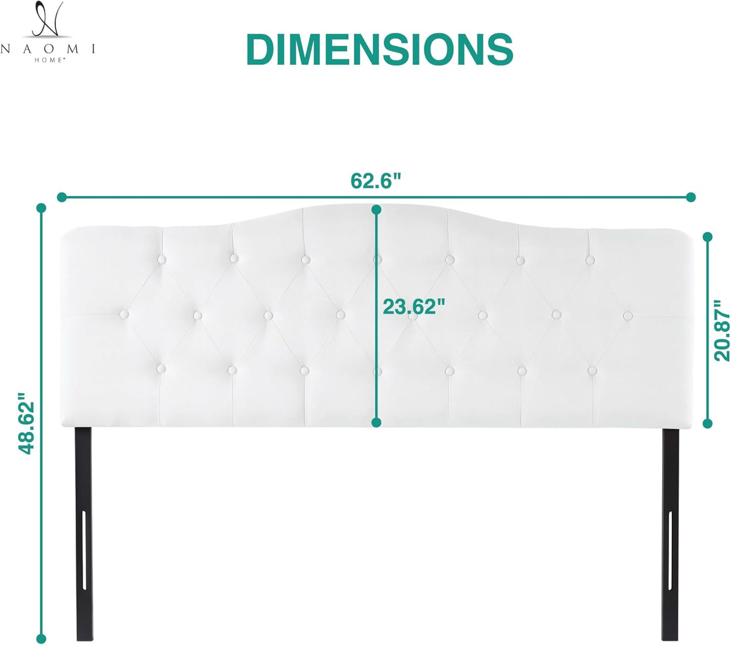 Cassandra Button Tufted Upholstered Headboard for Full & Queen – Linen Padded Panel, 12 Adjustable Height Settings, Wall or Bed Frame Mount