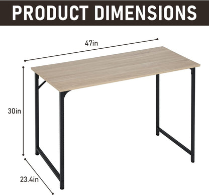 47 Inch Computer Desk Home Office Desk Writing Study Table Modern Simple Style PC Desk with Metal Frame Gaming Desk Workstation for Small Space，Nature