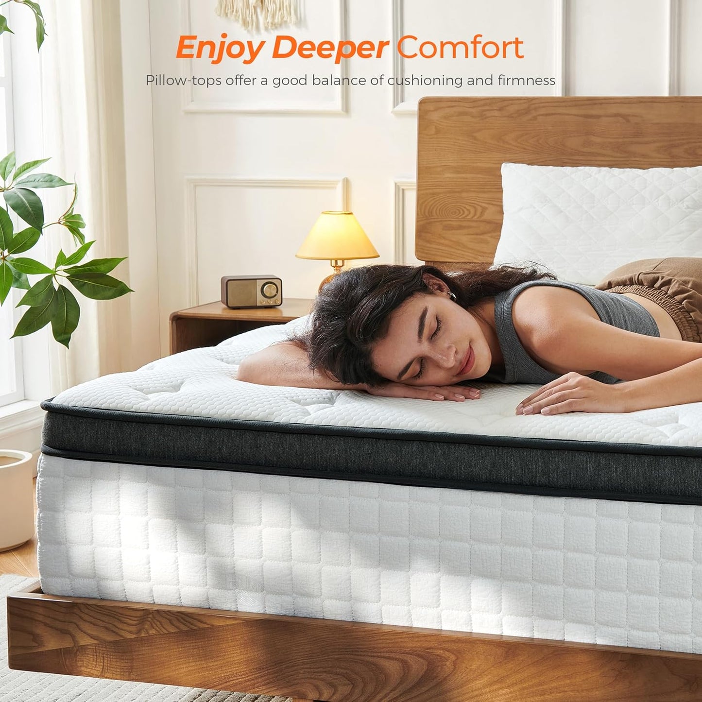 14 Inch King Size Mattress in a Box, Luxurious Hybrid Mattress with Pressure Relieving Memory Foam and Individual Pocket Innerspring Coils for Balanced Feel, Certipur-Us Certified