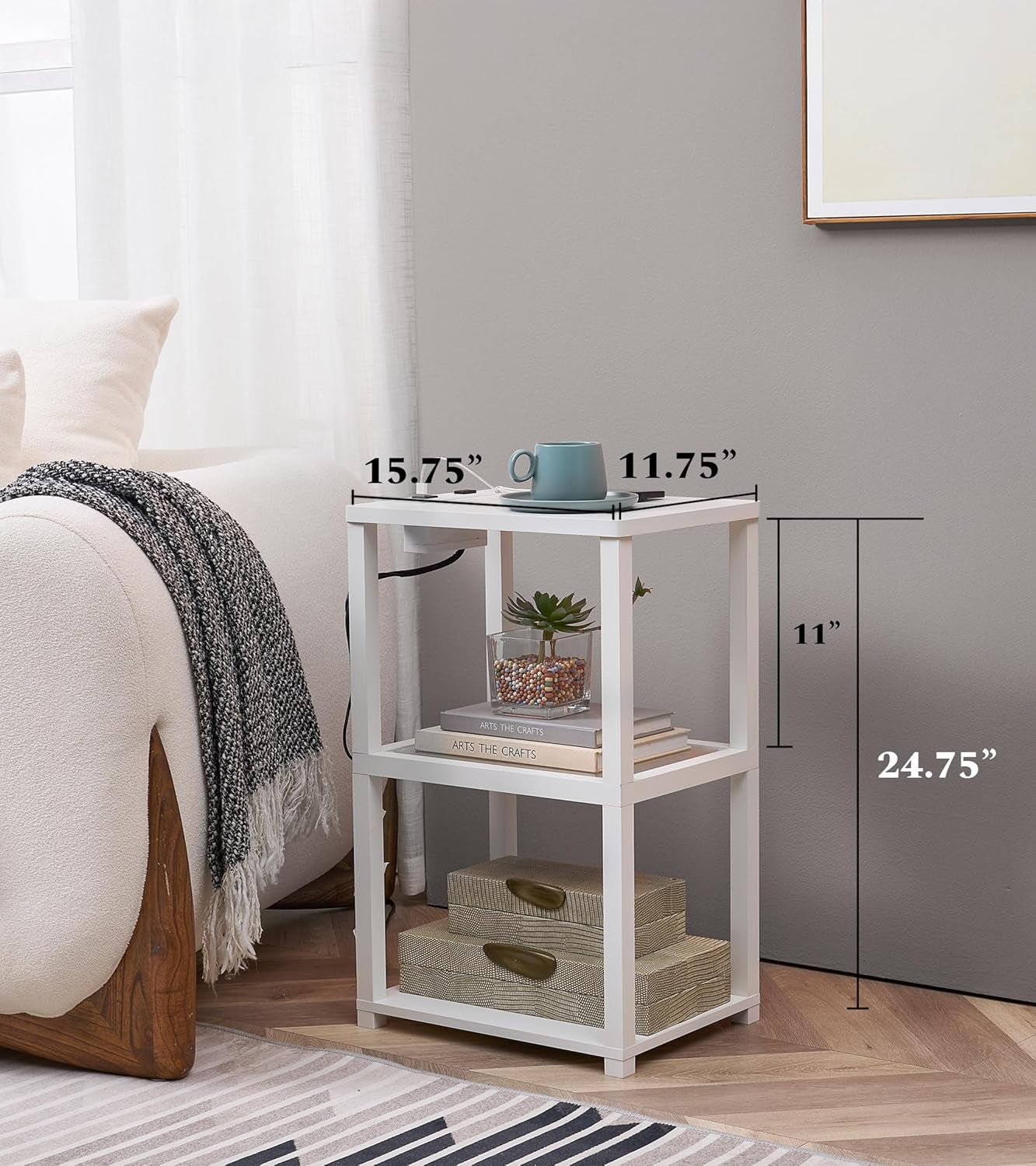 Nightstand with Charging Station, Small End Table with Charging, Side Table with Storage – Minimalist Nightstand for Bedroom or Small Spaces Flare