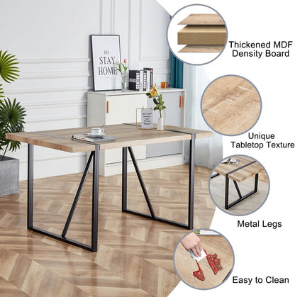 Dining Table Set for 4, Modern 55'' Wood Dinette Table Set for 4 with Fabric Dining Chairs,Table and Chairs Set of 4,Ideal for Kitchen Dining Room