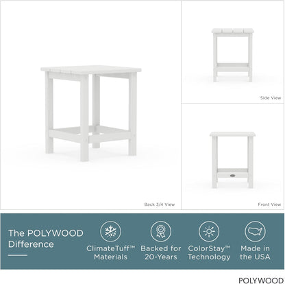 POLYWOOD Long Island 18" Side Table, White