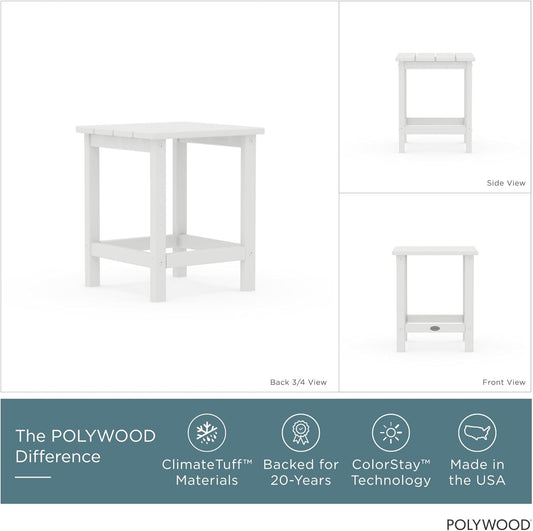 POLYWOOD Long Island 18" Side Table, White