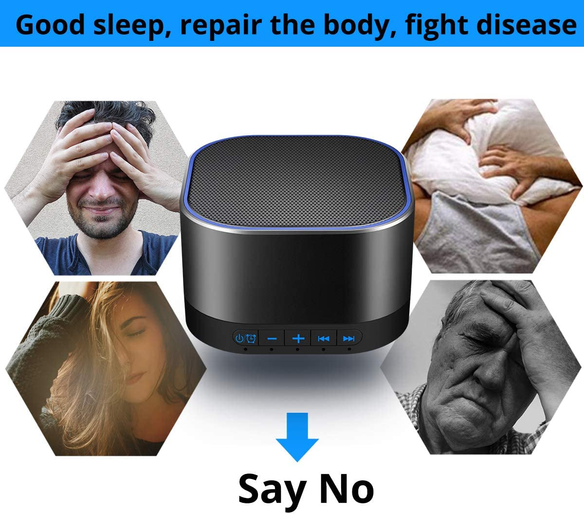 White Noise Machine with 20 Non Looping Natural Soothing Sounds Memory Function 32 Levels of Volume Powered by AC or USB and Sleep Sound Timer Therapy for Baby Kids Adults Black