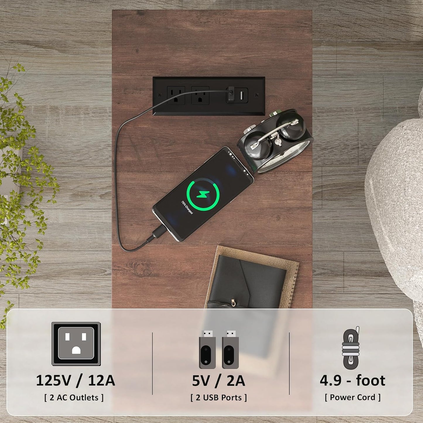 End Tables Living Room Set of 2, Narrow Side Table with Charging Station, Small Bedside Table for Small Space, Skinny Nightstand with Storage Drawer, White