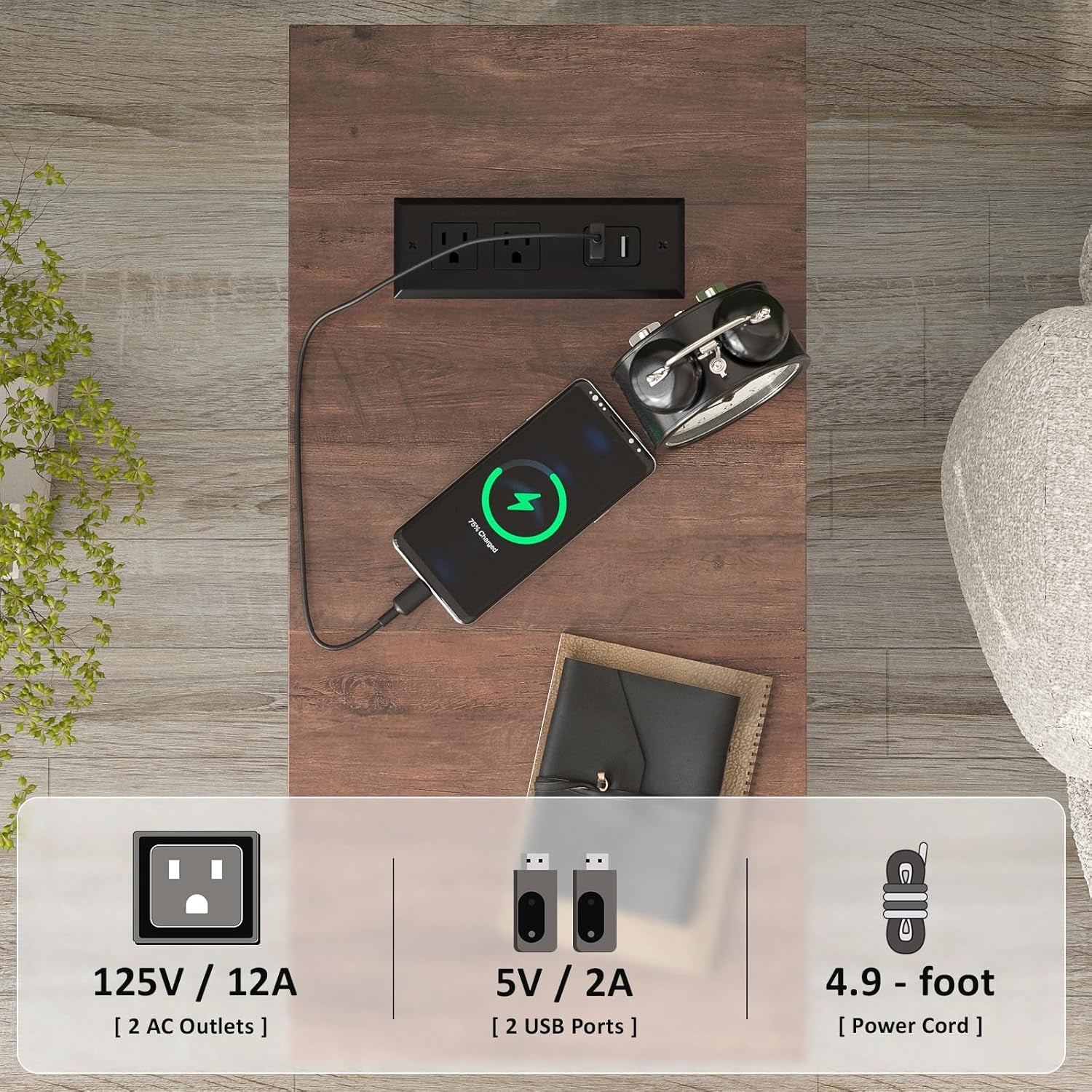 End Tables Living Room Set of 2, Narrow Side Table with Charging Station, Small Bedside Table for Small Space, Skinny Nightstand with Storage Drawer, White