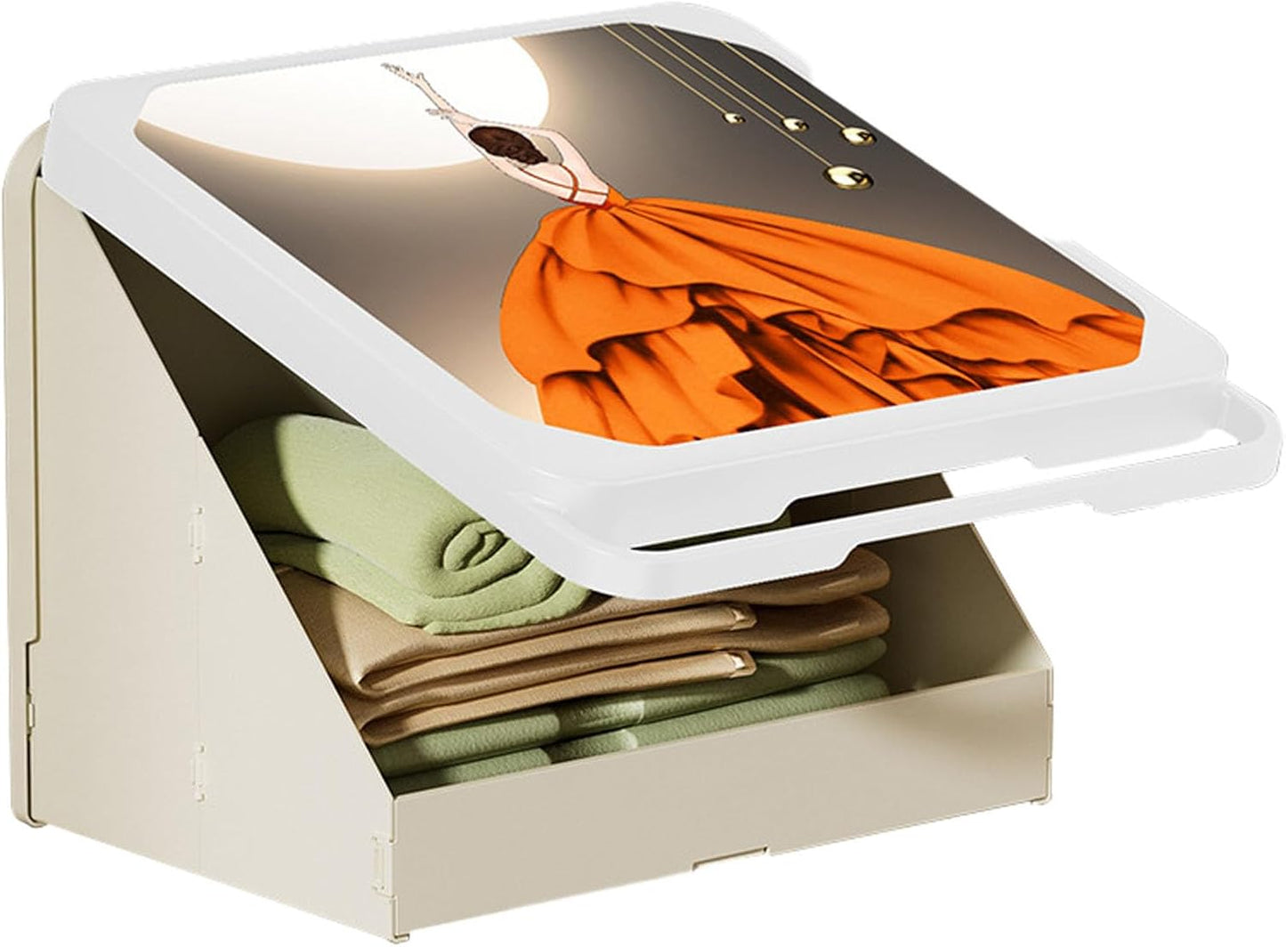 Clothes Folding Storage Box, Bathroom Mural Clothes Folding Storage Box, Waterproof Hanging Storage Organizer, No-Punch Wall Mounted Bathroom Shelves for College Dorm Laundry Kitchen Travel (White)