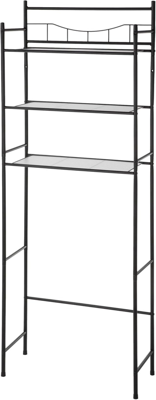 3-Tier Over-The-Toilet Steel Storage Rack - Matte Black Bathroom Organizer | 10 Lbs per Shelf Capacity | Space-Saving Design for Standard Toilets | Easy-Assembly Wall-Mounted Shelf Unit