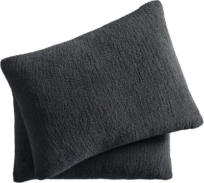 Snug Sham Set (Set of 2) – Ultra Soft Fluffy Pillow Shams, Decorative Bed Pillow Shams - Signature Snug Fabric, Hypoallergenic, Machine Washable - King Size (20.5" X 36.5") - Coal