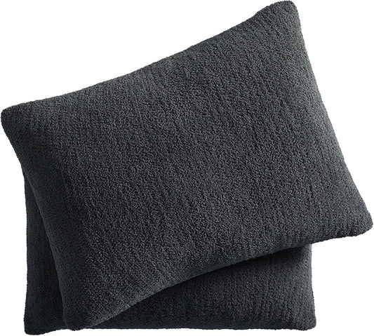 Snug Sham Set (Set of 2) – Ultra Soft Fluffy Pillow Shams, Decorative Bed Pillow Shams - Signature Snug Fabric, Hypoallergenic, Machine Washable - King Size (20.5" X 36.5") - Coal