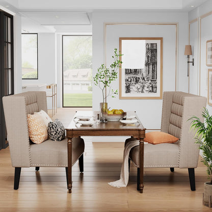 Modern Loveseat Settee Bench Sofa Couch, Upholstered Banquette Dining Bench with Back for Dining Living Room Hallway or Entryway Seating,Putty
