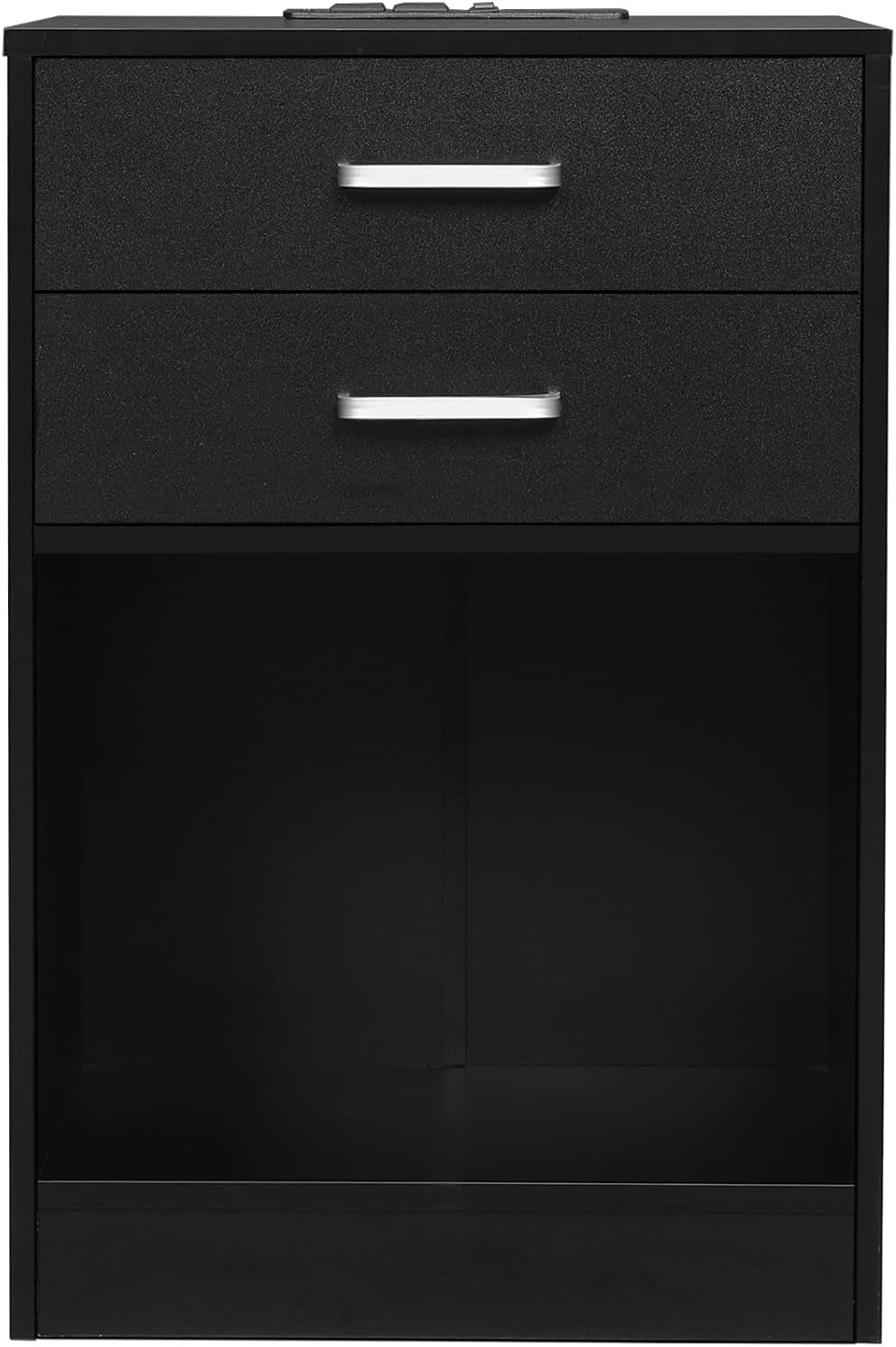 Night Stand Set 2,Black Nightstand with Charging Station & Drawers,Night Stands for Bedrooms Set of 2,Bedside Table with Drawers