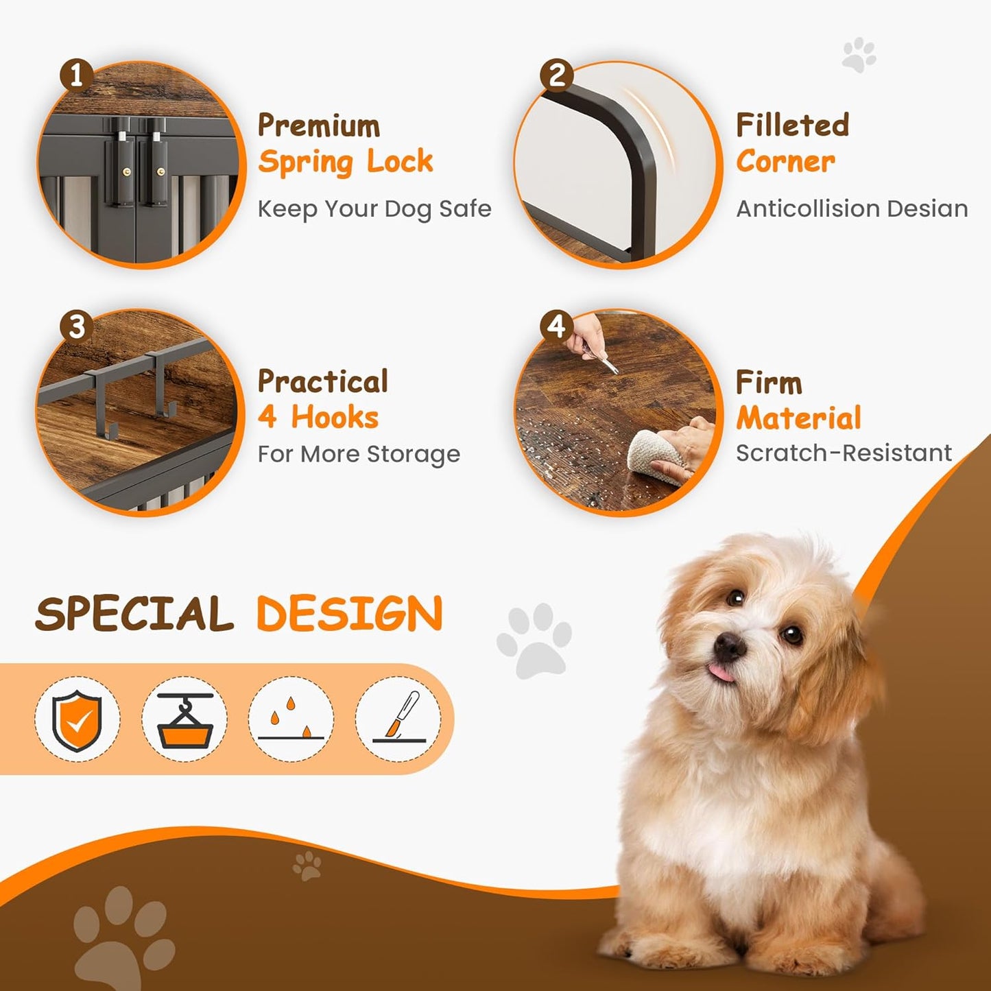 Dog Crate Furniture 32" Wooden Heavy Duty Dog Kennel with Double Doors Decorative Indoor Dogs House Side End Table