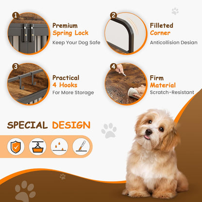 Dog Crate Furniture 32" Wooden Heavy Duty Dog Kennel with Double Doors Decorative Indoor Dogs House Side End Table