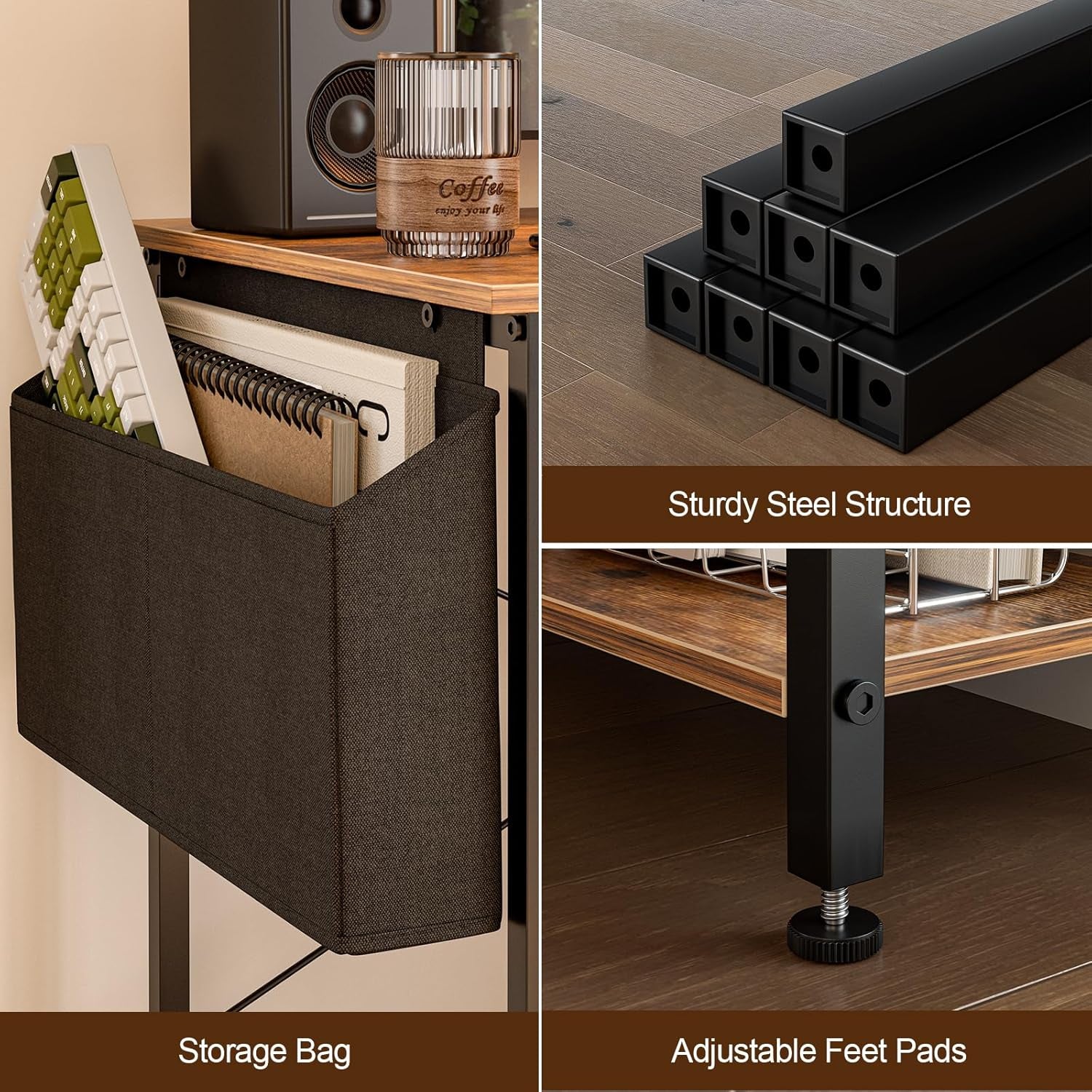 L Shaped Computer Desk with Reversible Shelves, 40 Inch Small Corner Desk with Storage Bag, Gaming Desk Computer Table Study Writing Desk for Home Office Small Space, White
