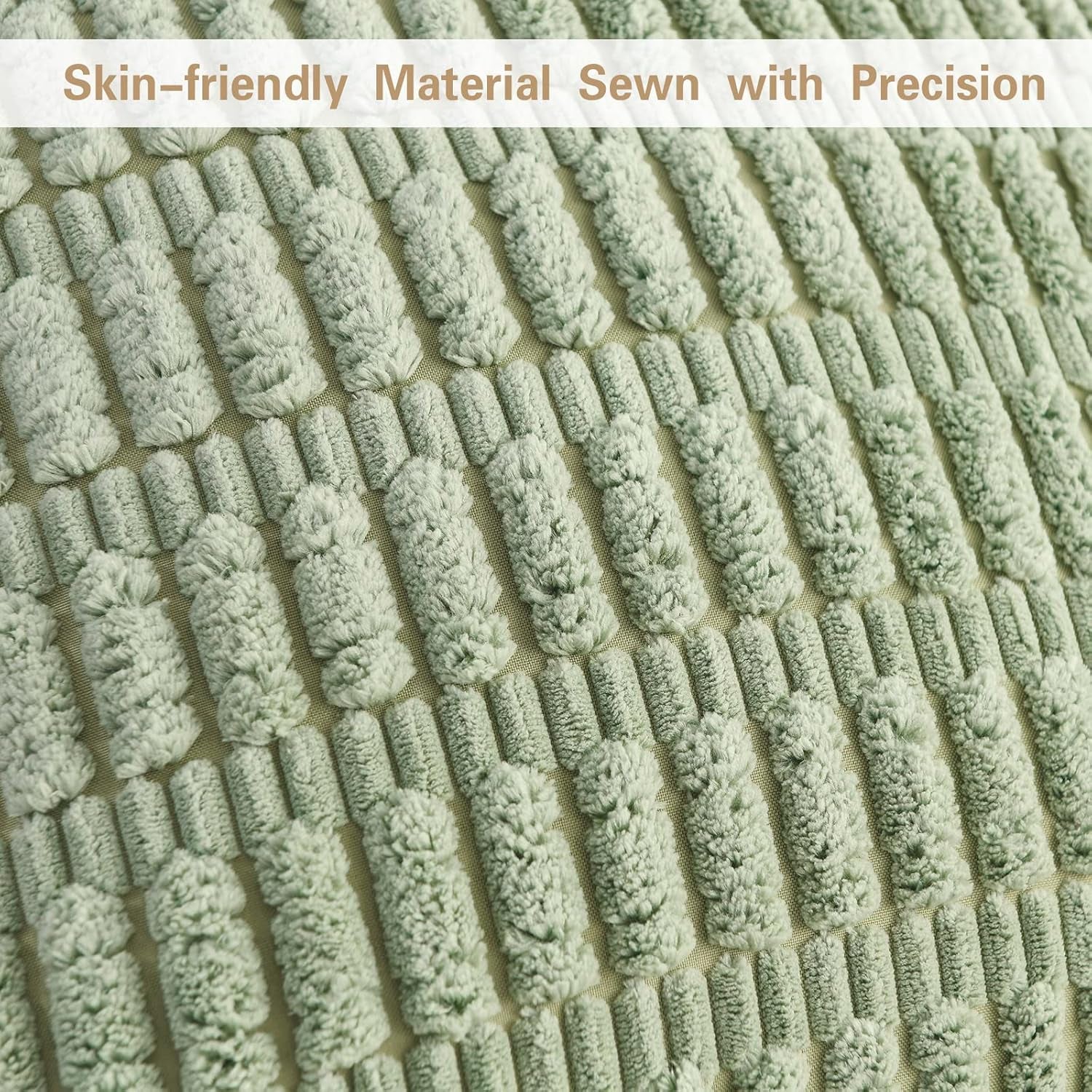 Pack of 2 Sage Green Decorative Throw Pillow Covers 18X18 Inch, Soft Corduroy Striped Square Cushion Cases, Modern Farmhouse Boho Home Decor for Spring Couch Bed Sofa Living Room