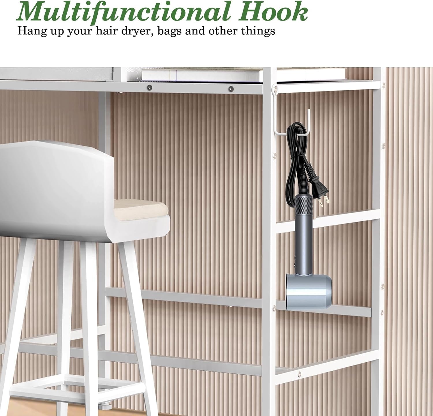 Small Vanity Desk No Mirror, 23.6 Inch Makeup Vanity Table with Fabric Drawers Power Outlet, Compact Makeup Desk for Girls Bedroom and Small Space, White