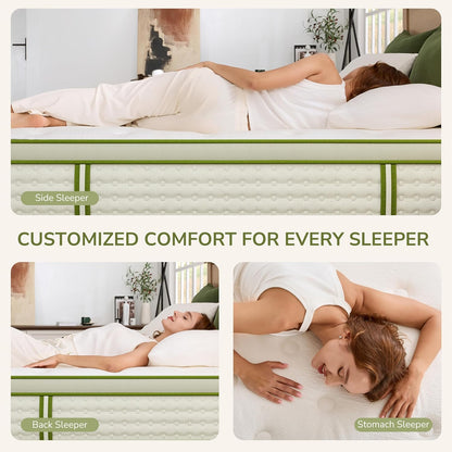 King Mattress 14 Inch Hybrid Memory Foam Mattress in a Box with Individual Pocket Innerspring for Motion Isolation & Pressure Relief, Edge Support, Medium Firm