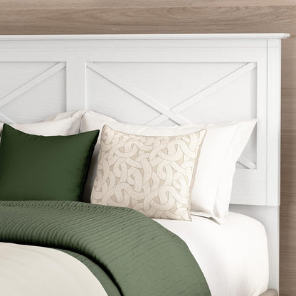 Full/Queen Headboard, Farmhouse X Design Head Board for Full or Queen Size Bed Frame, Frame and Mattress Not Included, Modern Bedroom Furniture, Key West Collection, Pure White Oak