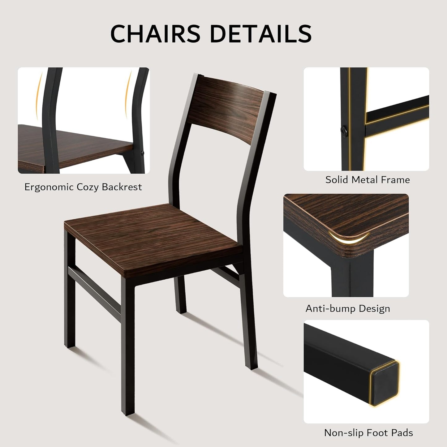 7 Pieces Dining Table & Chairs Set for 4-6, 63" Extendable Kitchen Table and 6 Chairs, Dining Room Table with MDF Board & Metal Frame, Perfect for Small Space, Easy Clean, Espresso