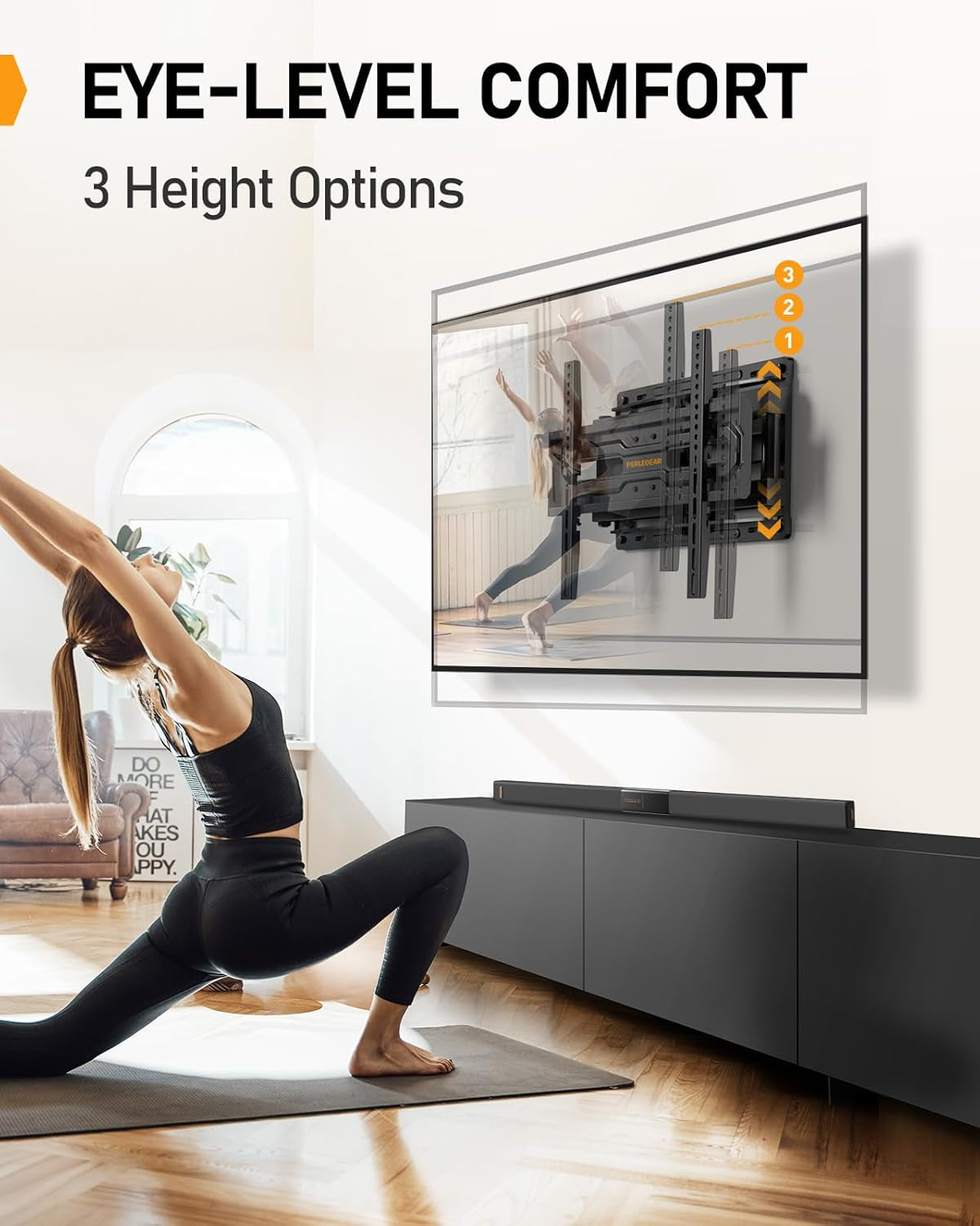 Full Motion TV Mount for 32-65 Inch Tvs up to 99 Lbs, Max VESA 400X400Mm, Fits 16”/12” Wood Studs, Height Adjustable Pre-Assembled TV Wall Mount, Tool-Free Tilt, Swivel & Extension, PGMF21