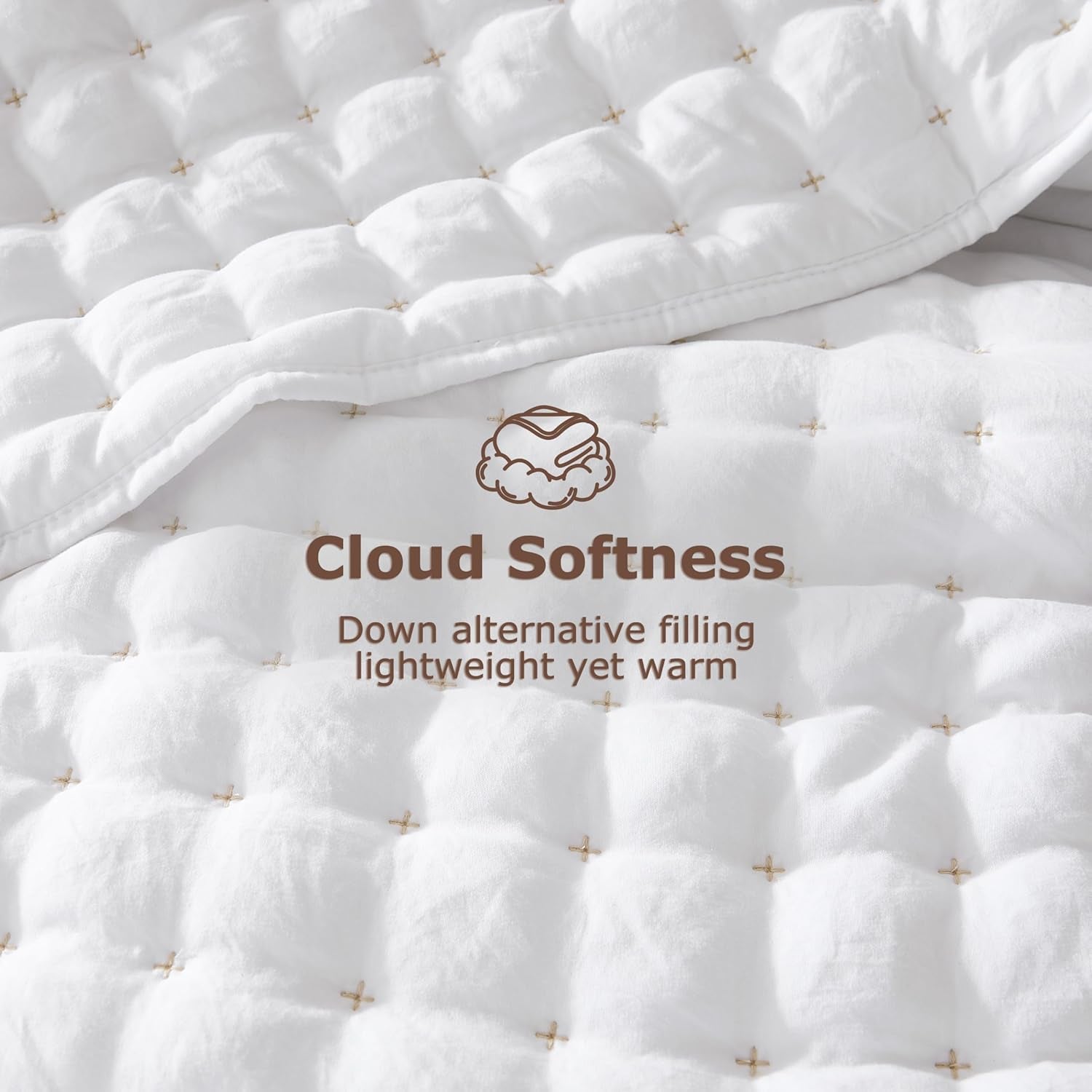 White King Size Quilt Bedding Sets with Pillow Shams, Lightweight Soft Bedspread Coverlet, Quilted Blanket Thin Comforter Bed Cover, All Season Summer Spring, 3 Pieces, 104X90 Inches