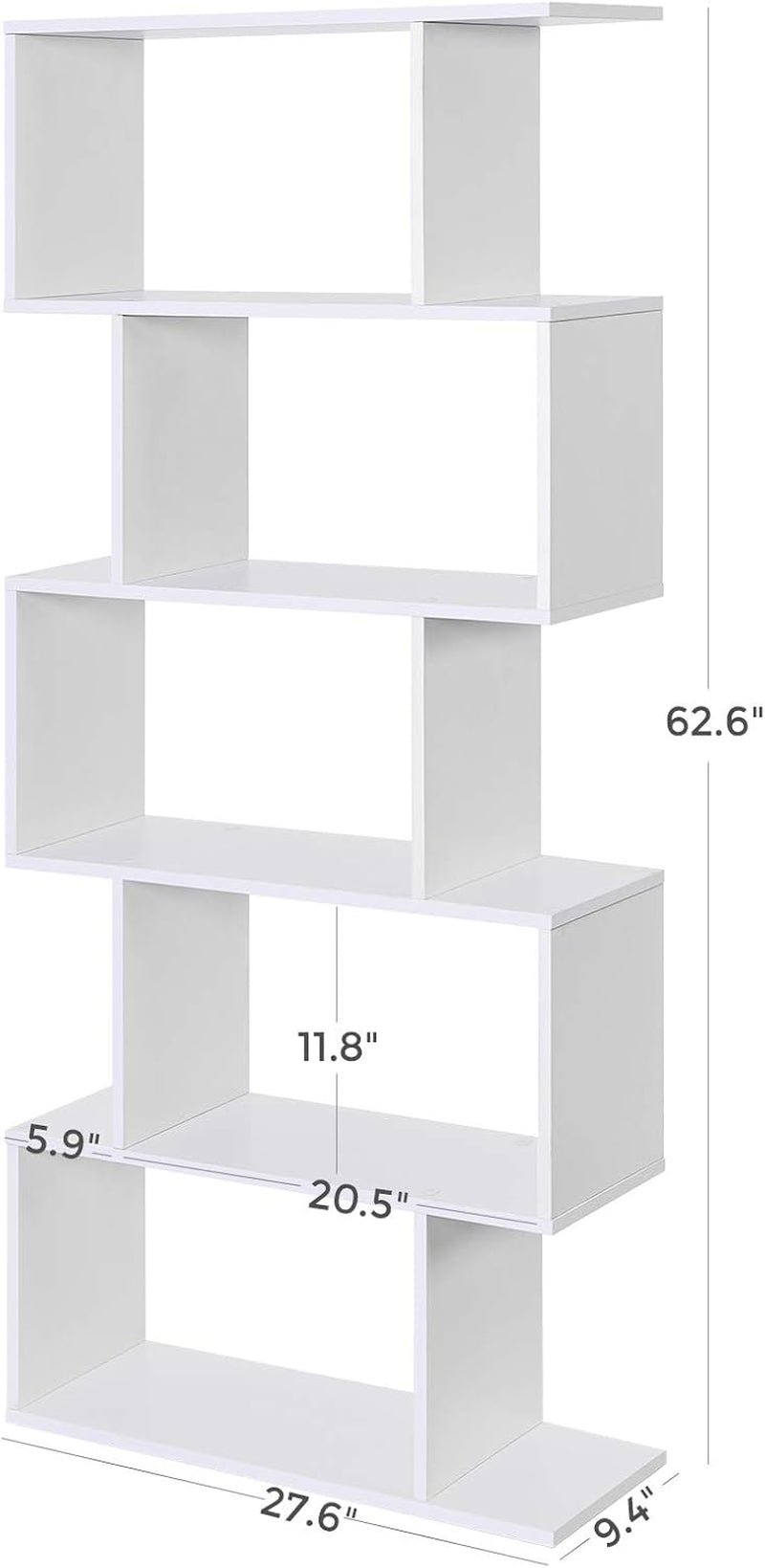 Wooden Bookcase, Display Shelf and Room Divider, Freestanding Decorative Storage Shelving, 5-Tier Bookshelf, Greige ULBC062M01 9.4D X 27.6W X 62.6H In