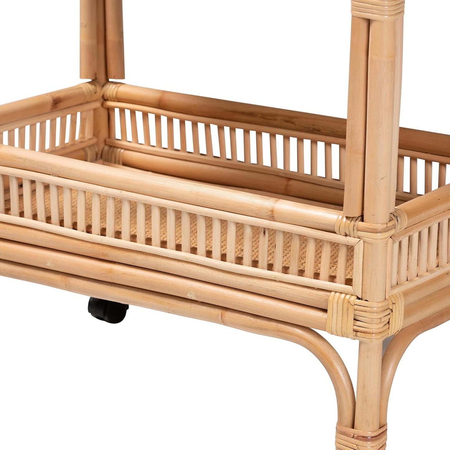 Lombok Natural Rattan Wine Cart, 2-Tier