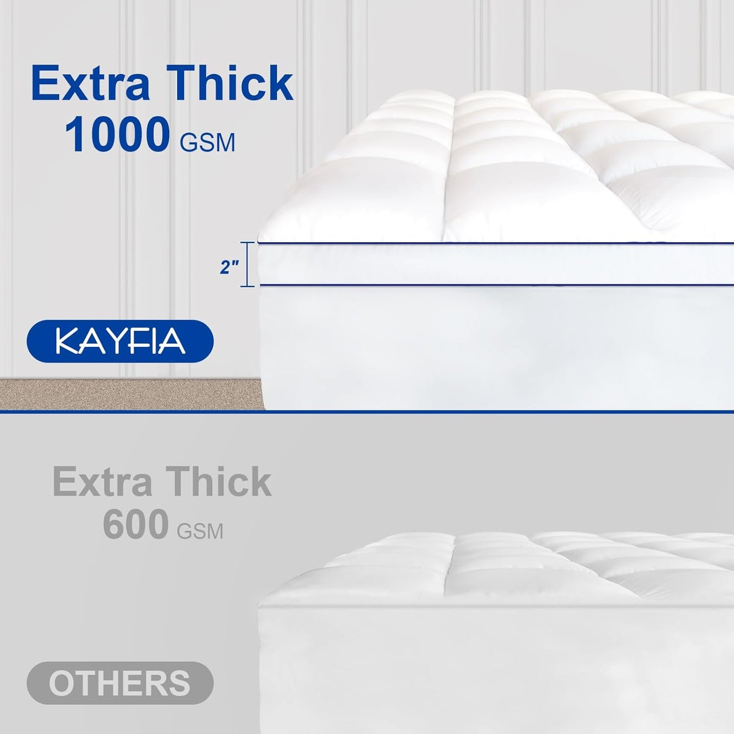 Full Mattress Topper,Extra Thick Mattress Pad Cover for Deep Sleep,3D+7D Snow down Alternative Fill Overfilled Plush Pillow Top with 8-23 Inch Deep Pocket-White