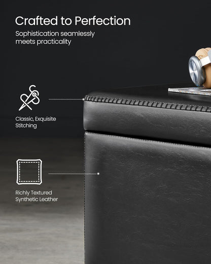 EKHO Collection - Storage Bench for Entryway, Ottoman Bench with Steel Frame, 43.3-Inch Wide, Synthetic Leather, Living Dining Room, Mid-Century Modern, Loads 660 Lb, Caramel Brown ULOM085K01