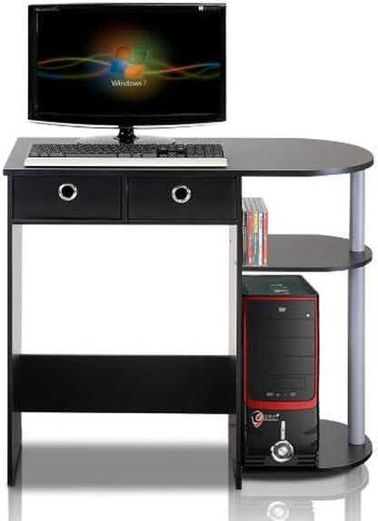 GO GREEN Desk, Gaming Desk with 2 Side Shelves and Storage Bins, Computer Desk, Office Desk for Home Office, Study Room, Dorm, Bedroom, Black