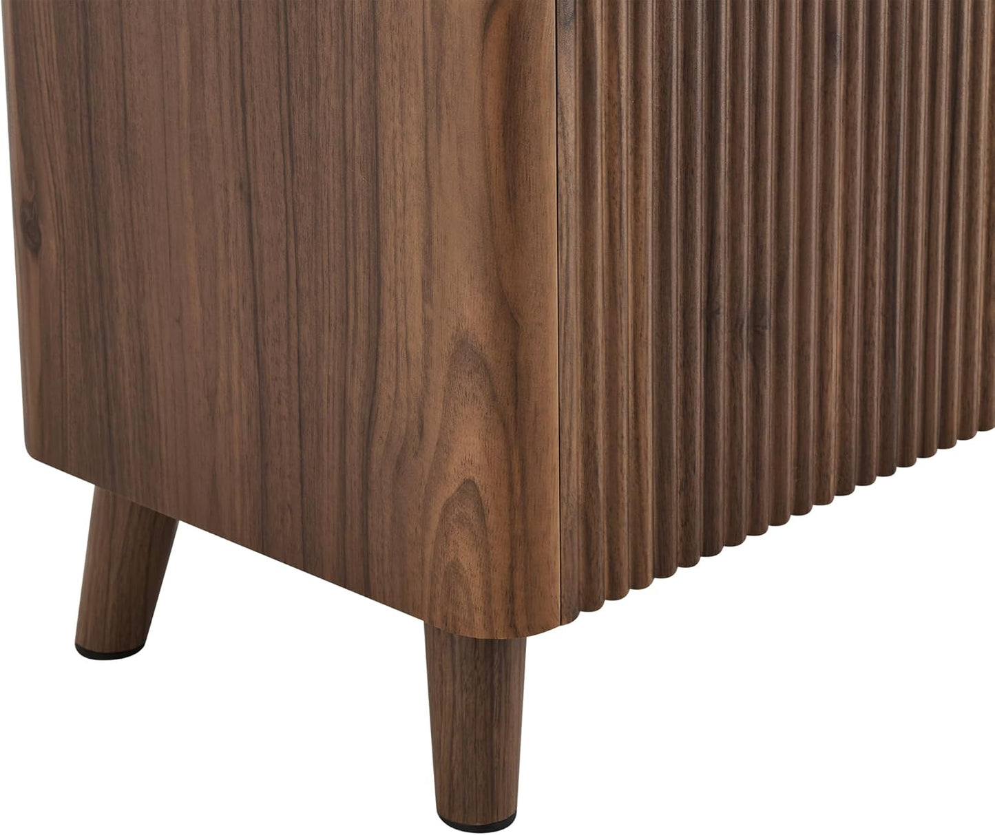 TV Stands for Living Room, Mid Century Modern TV Stand for 80 Inch TV with Storage, Drawers, Adjustable Shelves, Walnut