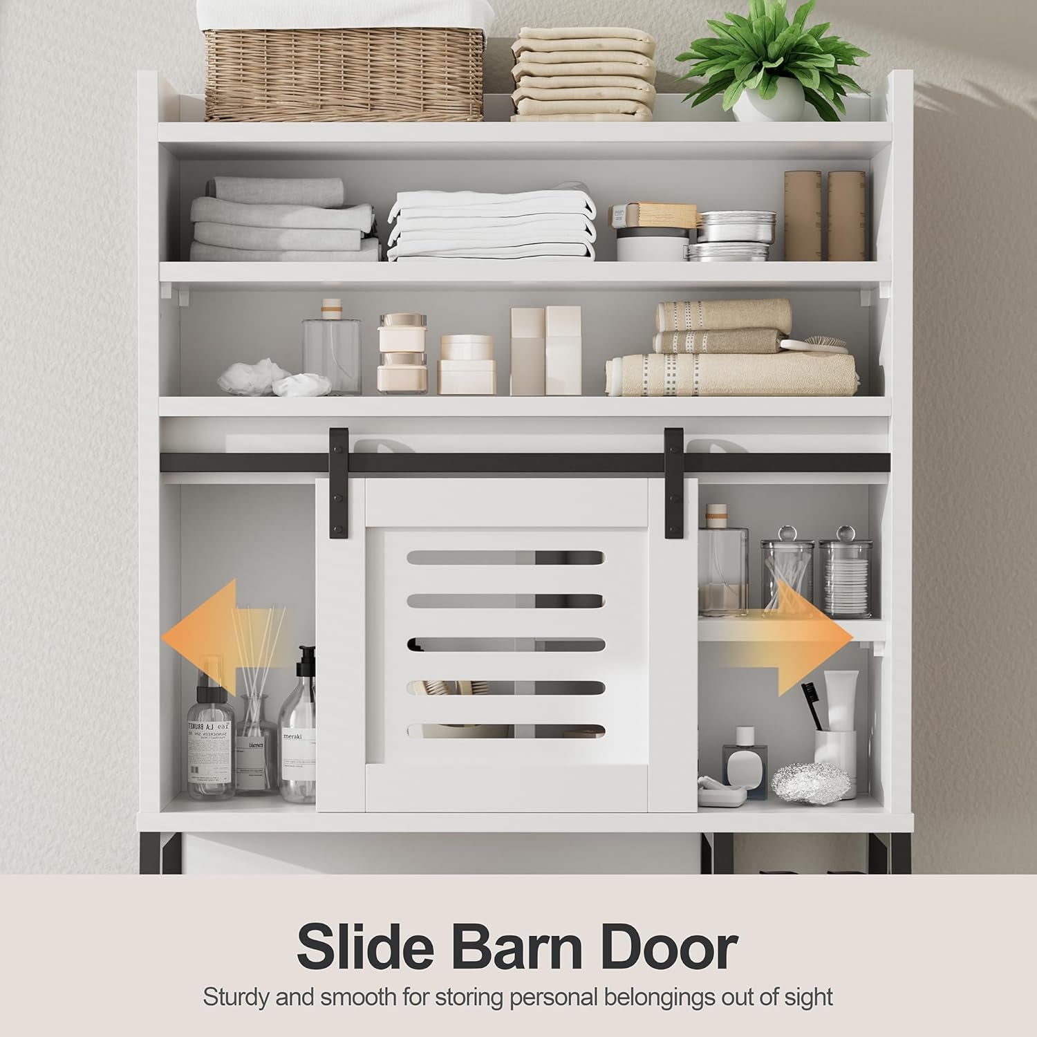 JY QAQA Storage Cabinet above the Toilet, Bathroom Storage Cabinet above the Toilet with Ssliding Doors, White