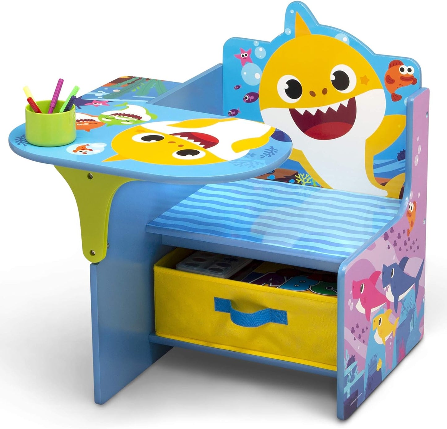 Baby Shark Chair Desk with Storage Bin - Ideal for Arts & Crafts, Snack Time, Homeschooling, Homework & More by
