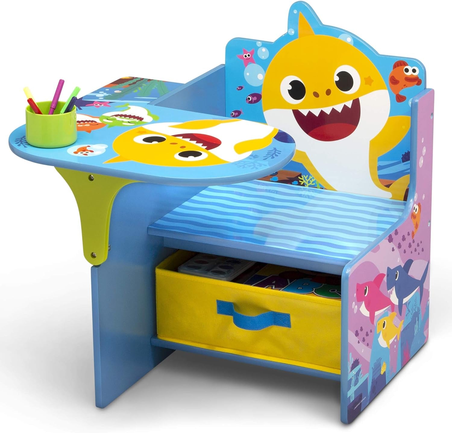 Baby Shark Chair Desk with Storage Bin - Ideal for Arts & Crafts, Snack Time, Homeschooling, Homework & More by