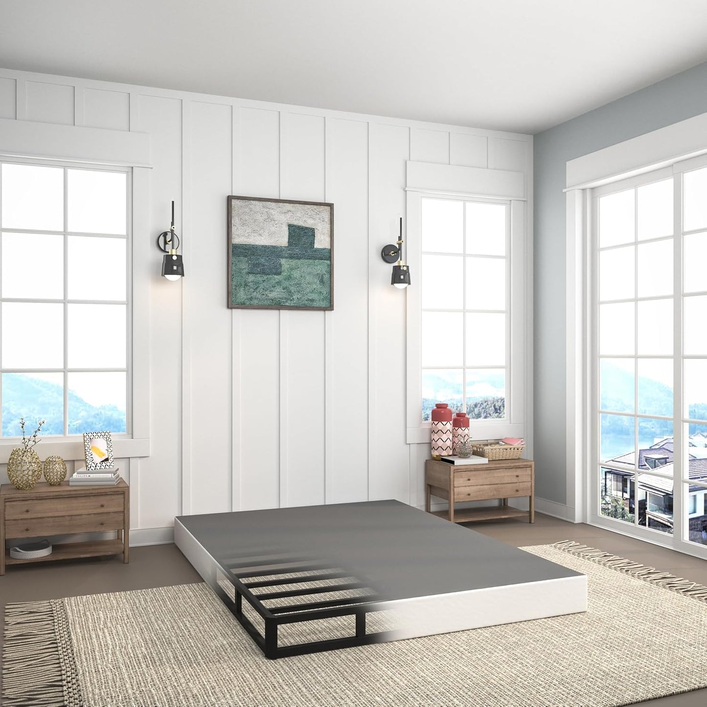 7 Inch Box Spring Full Size Bed, Heavy Duty Metal Mattress Foundation, 3000 Lbs Capacity, High Profile, Noise-Free, Easy Assembly with Fabric Cover