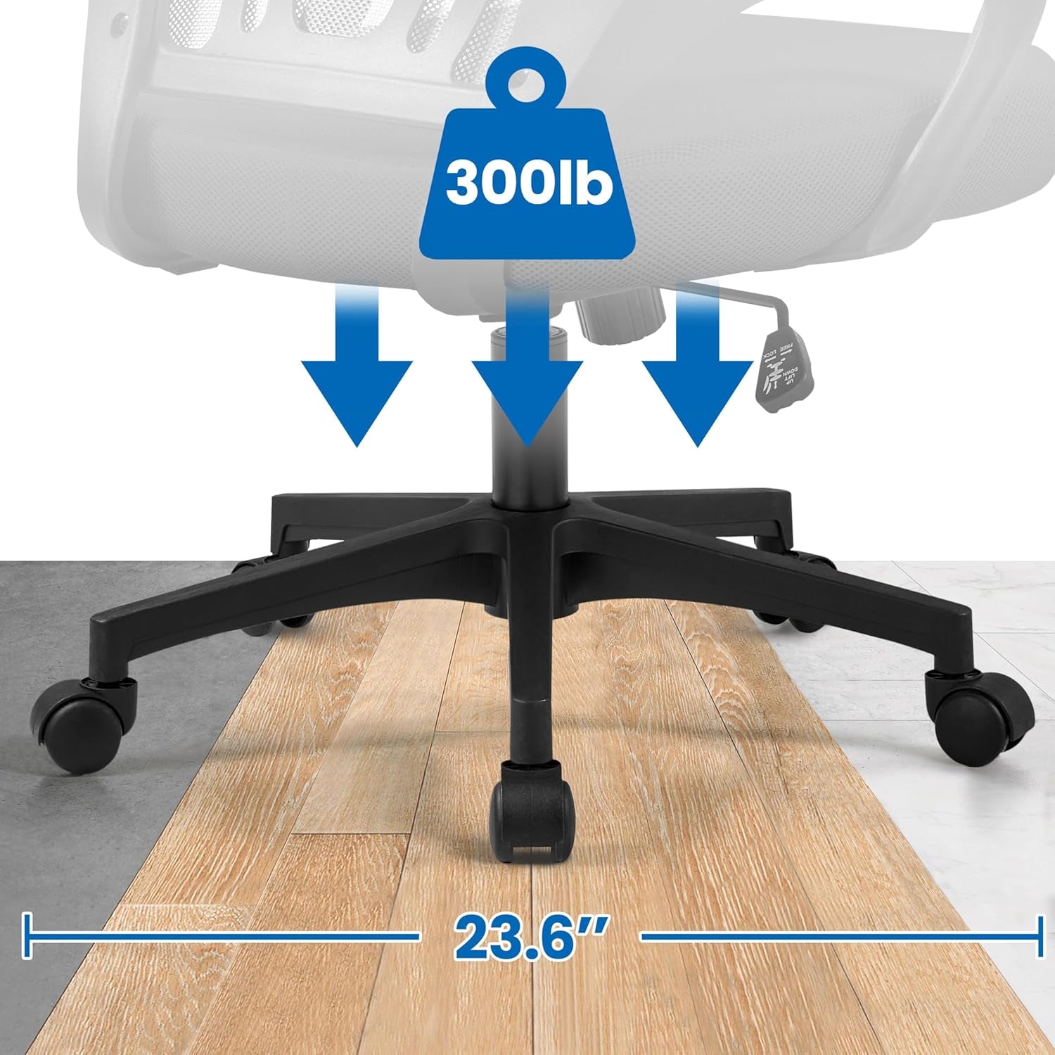 Mid-Back Mesh Office Chair Adjustable Ergonomic Computer Task Chair Swivel Rolling with Lumbar Support Armrest for Home Office Work Study, Black