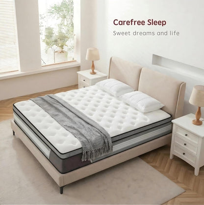 Full Size Mattress 10 Inch, Full Mattresses in a Box Hybrid, Medium Firm Feel Memory Foam and Individual Pocket Springs, Motion Isolation, Breathable, Certipur-Us, Upgrade
