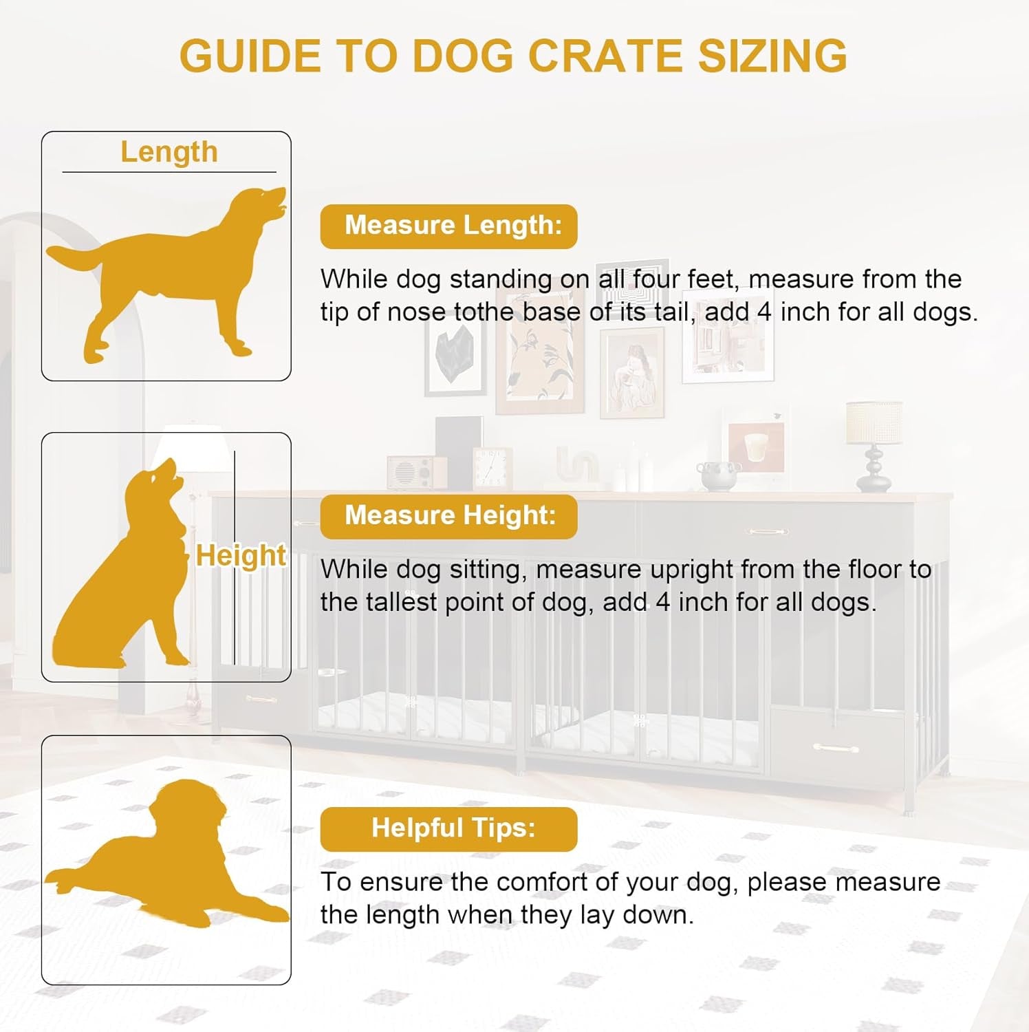 Large Dog Crate Furniture with Feeder, 91.5" Wooden Dog Kennel Furniture with 3 Drawer and Dog Bowls, Double Dog Crate TV Stand Table for Small Medium Large Dogs, Black