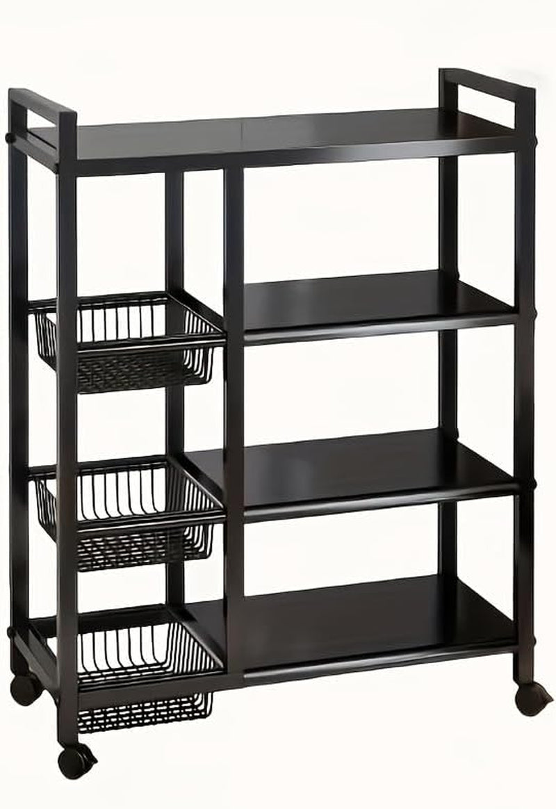 4-Tier Storage Rack with Locking Wheels, Mobile Garage, Pantry, Kitchen, Bathroom Organizer - Space-Saving Shelving for Home, Office, Workshop - Ideal Housewarming Gift, (4 Layers)