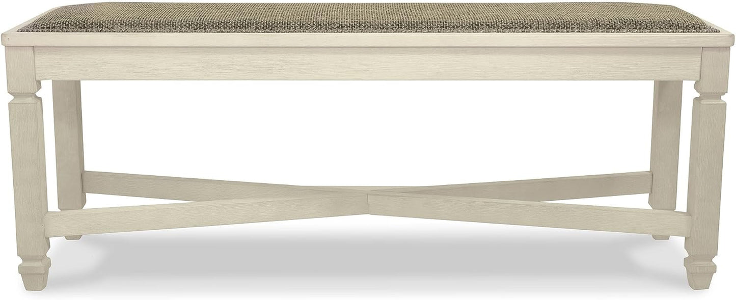 Bolanburg French Country Upholstered Dining Room Bench, Antique White