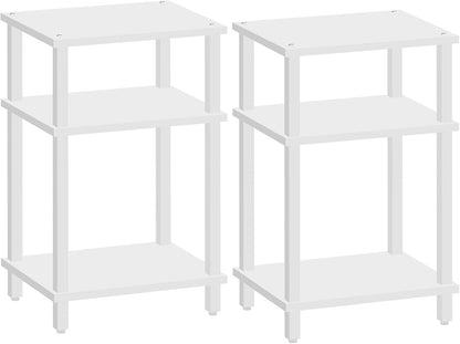 Set of 2 End Table, Side Table, Nightstand, 3-Tier Storage Shelf, Couch Table for Small Space TB01BW0492