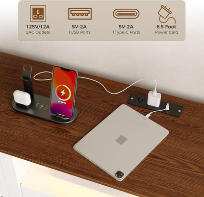 65.8" Farmhouse TV Stand for 60/65/70 Inch Tvs, Tall Entertainment Center with LED Lights & Power Outlet, Media Console with Storage Cabinets & Adjustable Shelves for Living Room, White