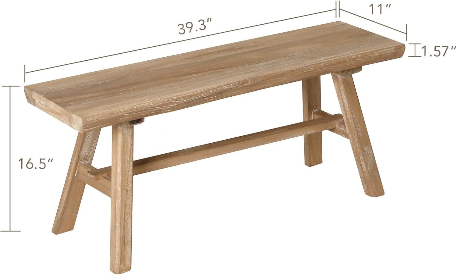 39" Farmhouse Wood Bench, Rustic Solid Wood Dining Room & Entryway Bench Seat for Indoors, Easy Assembly, Natural