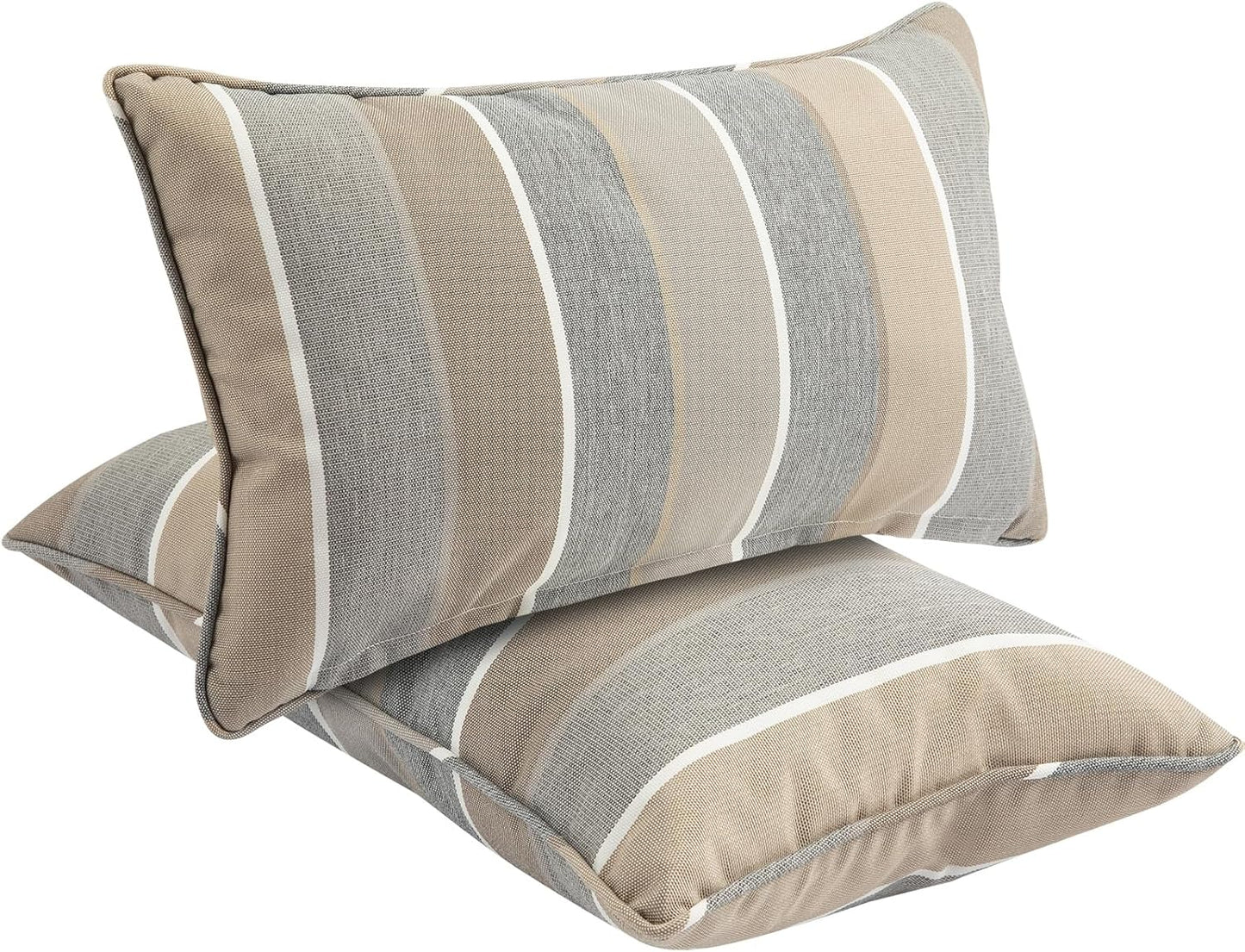 Waterproof Outdoor Lumbar Pillow Covers Set of 2,Home Decor for Garden Patio Furniture,Couch,Sofa 12"X20" Inch Decorative Pillows Cover Only,No Insert(Gray Stripe)