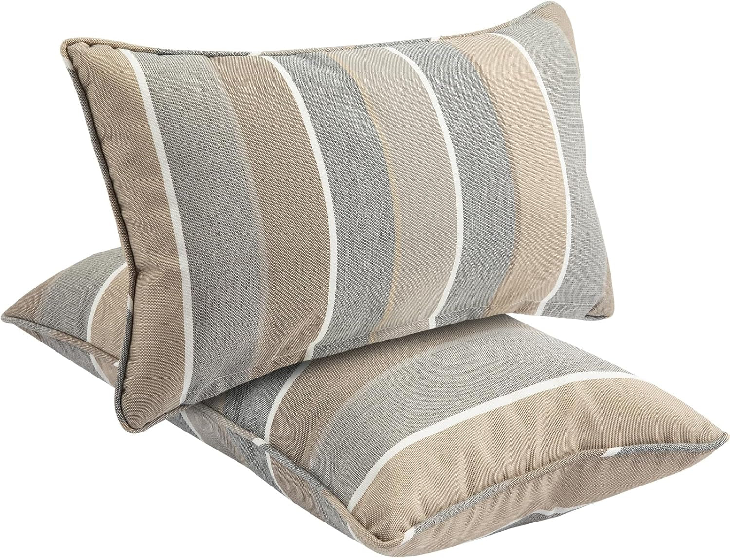 Waterproof Outdoor Lumbar Pillow Covers Set of 2,Home Decor for Garden Patio Furniture,Couch,Sofa 12"X20" Inch Decorative Pillows Cover Only,No Insert(Gray Stripe)