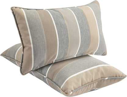 Waterproof Outdoor Lumbar Pillow Covers Set of 2,Home Decor for Garden Patio Furniture,Couch,Sofa 12"X20" Inch Decorative Pillows Cover Only,No Insert(Gray Stripe)